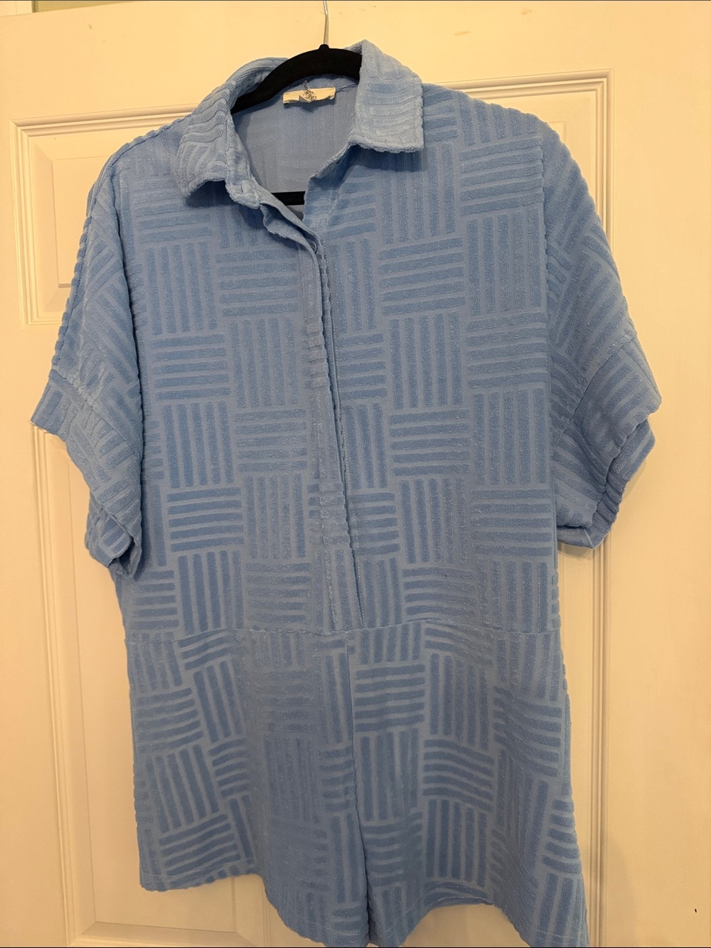 entro Light Blue Textured Short-Sleeve Romper